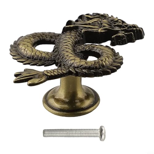 Gdfnmogo Drachenförmiger Schrankgriff aus Zinklegierung für Möbel, Tür, Kinderzimmer, Heimwerker-Hardware (Antik-Bronze) von Gdfnmogo