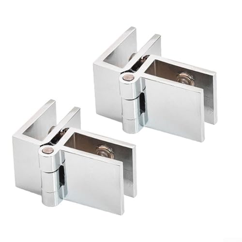 Gdfnmogo Glastür-Scharniere, Klemm-Set für Schrank, Dusche, Badezimmer, Beschläge, Zinklegierung, Silber-Finish, für 5–8 mm Glas, Holz, Metallplatten, 2 Stück, verstellbar (90 Grad) von Gdfnmogo