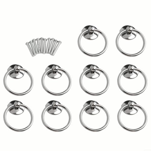 Gdfnmogo Griffe für Küchenschrank, Schublade, Antik-Stil, Zinklegierung, Retro-Knäufe mit Schrauben, 54 x 44 mm (Chrom), 10 Stück von Gdfnmogo