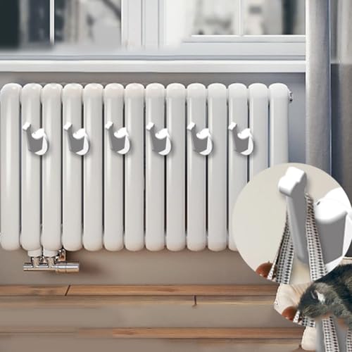 Gdfnmogo Heizkörperhakenhalter für Handtücher und Kleidung mit 55 kg Tragkraft, ohne Bohren, hitzebeständiges ABS-Material, Weiß (8 Stück) von Gdfnmogo