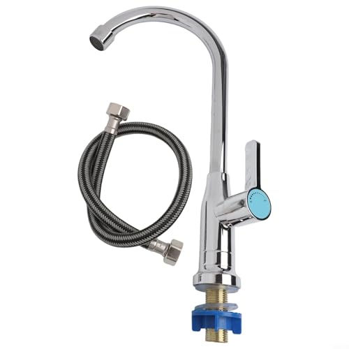 Gdfnmogo Küchenspüle-Wasserhahn, 360° drehbar, Einzel-Kaltwasserhahn mit 60 cm Einlassrohr, Kunststoff, Stahl, silberfarben, automatisches Wasserstandsventil, platzsparendes Design von Gdfnmogo