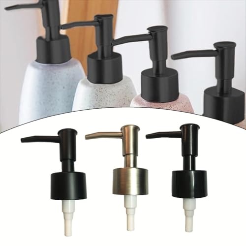 Gdfnmogo Lotionspenderkopf, 28/400 Gewinde, ABS-Kunststoff mit Metallkragen, auslaufsichere Federwirkung für Seife, Duschgel oder Lotionsflaschen, Ersatzpumpe für (Silber gebürstet) von Gdfnmogo