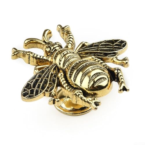 Gdfnmogo Möbelgriffe in Bienenform, Messing, Türknäufe, Schubladengriffe, Küchenschrank, Hardware, Heimwerker, Zinklegierung, 59 x 56 x 29 mm, Einzelloch-Design (goldschwarz) von Gdfnmogo