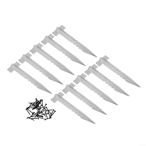 Gdfnmogo Robuste Eisenbahnschwellen-Halterungen für Garten-Hochbeete, Wegeinfassung und Zaunpfosten, wetterbeständiges Metall mit gezackten Heringen und Schrauben für (10 Stück) von Gdfnmogo