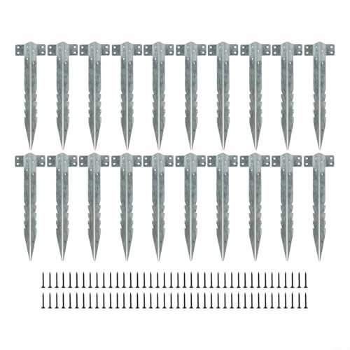 Gdfnmogo Robuste Eisenbahnschwellen-Halterungen für Garten-Hochbeete, Wegeinfassung und Zaunpfosten, wetterbeständiges Metall mit gezackten Heringen und Schrauben für (20 Stück) von Gdfnmogo
