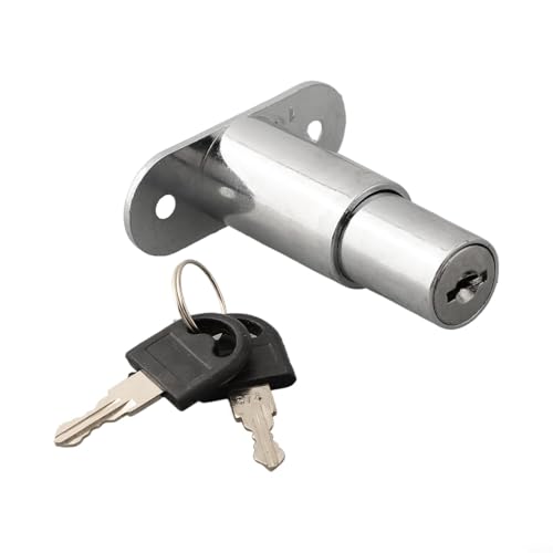 Gdfnmogo Schiebetürschloss, Zylinderkopf, Kolbenschloss für Schrank, Vitrine, Möbel mit Schlüsseln, Zinklegierung, helles Chrom, 23/32 mm, Holz-Schubladentür (32 mm) von Gdfnmogo