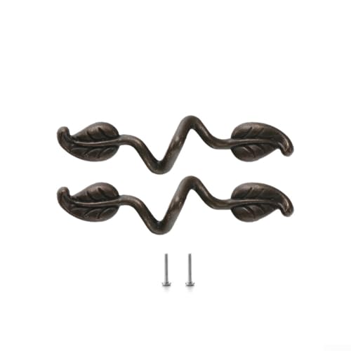 Gdfnmogo Schrankgriffe in Blattform, Zinklegierung, Möbeltürgriffe, kreatives Design, von der Natur inspiriertes Design, Gold-Bronze-Finish, 2 Stück mit Schrauben (A-Bronze) von Gdfnmogo