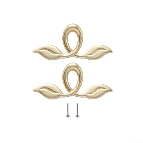 Gdfnmogo Schrankgriffe in Blattform, Zinklegierung, Möbeltürgriffe, kreatives Design, von der Natur inspiriertes Design, Gold-Bronze-Finish, 2 Stück mit Schrauben (B-Gold) von Gdfnmogo