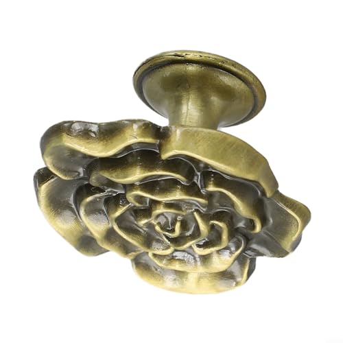 Gdfnmogo Schrankknauf in Rosenform, Zinklegierung, elegantes Design, für Kinderzimmer-Möbelgriffe und Türschränke (grüne Bronze) von Gdfnmogo