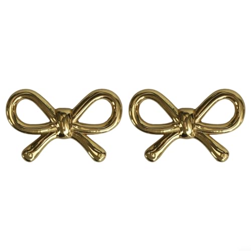 Gdfnmogo Schubladengriffe aus Messing, Schleife, 2 Stück, kreative Schleife, Schubladengriffe für Küche, Schlafzimmer, Möbel, Kommode, Nachttisch, Aufbewahrungseinheiten, Gold-Finish, 50 mm Hardware von Gdfnmogo