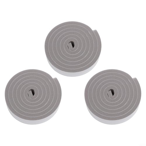 Gdfnmogo Selbstklebender Schaumstoff-Dichtungsstreifen für Türen und Fenster, Wetterabisolierband, staubdichter Schwammstreifen, Wärmedämmung, Geräuschreduzierung, Grau, 3 (1 x 3 x 200 cm) von Gdfnmogo