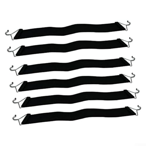 Gdfnmogo Stoffverstärkte Stuhlgurte mit Metallhaken für Terrasse, Rasen, Sonnenliegen, Liegestühle, Klapp- und Anti-Schwerkraft-Stühle, dehnbare Ersatzgurte (schwarz), 6 Stück von Gdfnmogo