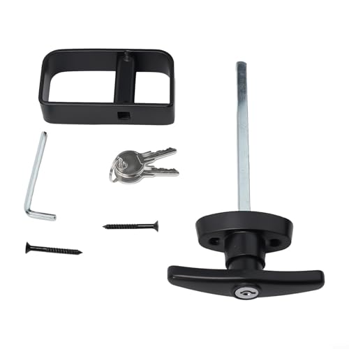 Gdfnmogo T-Griff-Schloss-Set mit 2 Schlüsseln, 14 cm Schaft, Zinklegierung, Eisenkonstruktion, schwarze Pulverbeschichtung, Türbeschläge für Schuppen, Scheune, Spielhaus, Outdoor-Gebäude Gdfnmogo T-Griff-Schloss-Set mit 2 Schlüsseln, 14 cm Schaft, Zinklegierung, Eisenkonstruktion, schwarze Pulverbeschichtung, Türbeschläge für Schuppen, Scheune, Spielhaus, Outdoor-Gebäude von Gdfnmogo