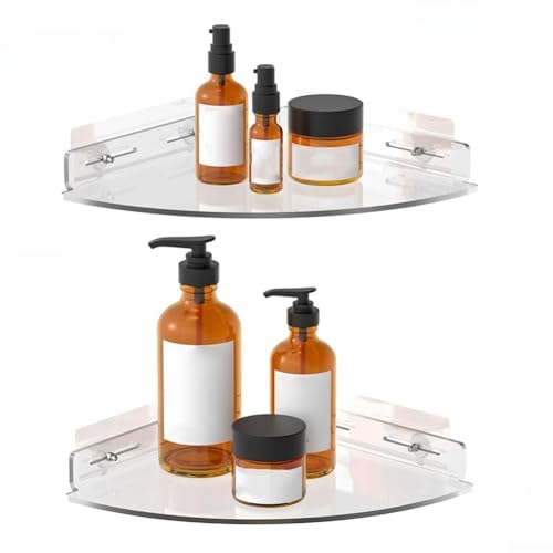 Gdfnmogo Transparente Acryl-Eckregale, für Badezimmer und Dusche, mit kratzfester Oberfläche, einfache Installation auf glatten Oberflächen von Gdfnmogo