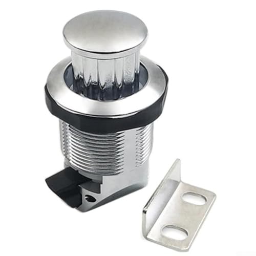 Gdfnmogo Türschloss mit Druckknopf, eingebetteter Drehmechanismus für Wohnmobil, Yachtschrank, schlüsselloses Druckverriegelungssystem, Kunststoff, Metallkonstruktion, Schwarz, Silber (Silber) von Gdfnmogo