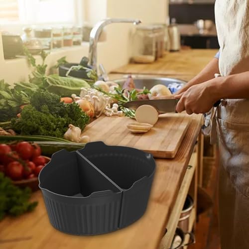Gdfnmogo Wiederverwendbarer Silikon-Slow-Cooker-Trennwand für ovale Töpfe mit einem Fassungsvermögen von 6–8 Liter, hitzebeständig bis 240 °C, kochen Sie zwei Mahlzeiten auf einmal, auslaufsicher und von Gdfnmogo