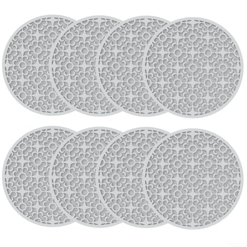 Hochwertige Silikon-Untersetzer, rutschfeste Tassenmatten, 8 Stück, schützt Ihre (grau) von Gdfnmogo