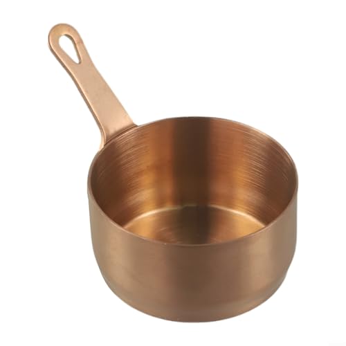 Kleiner Stielkasserolle aus Edelstahl, 100 ml, mit langem Griff und Loch zum Aufhängen, zum Erhitzen von Milch, Kochen von Kaffee und Saucen (Bronze L) von Gdfnmogo