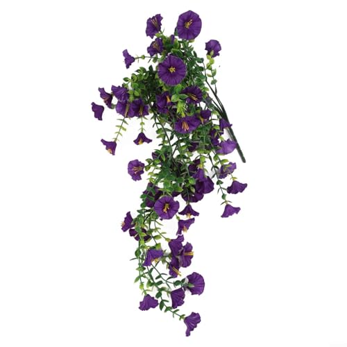 Künstliche Morning Glory Hängeranke, mit Eukalyptusblättern, für drinnen und draußen, dekorative Seidenblumen, für Wand, Tür, Zaun, Party, Heimdekoration, 75 cm lang (Lotusfarbe) von Gdfnmogo