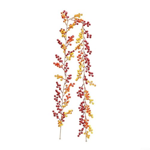 Künstliche rote Beeren-Girlande, hängende Reben, für Weihnachtsfeier, Dekoration, Bastelarbeiten, unverzichtbar, für Weihnachtsbaum-Dekoration (rot + gelb) von Gdfnmogo