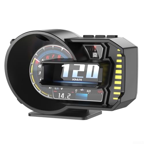 LCD-Display für Autos mit OBD und GPS, Instrumentententafel-Messgerät mit Drehzahl, Kraftstoff- und Motordaten, Fahrergebnissen und mehreren Alarmfunktionen (A590-) von Gdfnmogo
