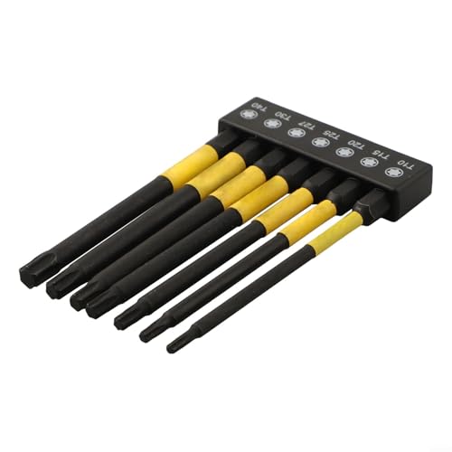 Legierter Stahl für Torx Star Schraubendreher-Bit-Set, 7-teilig, mit Magnethalter zur einfachen Identifizierung und Verwendung (100 mm) von Gdfnmogo