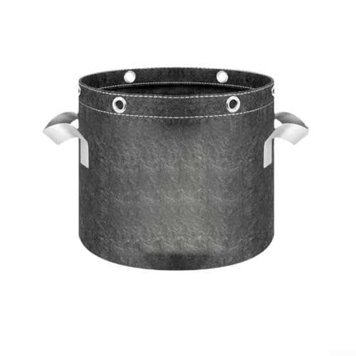 Pflanzbeutel aus dickem Vliesstoff mit Metallringen und verstärkten Griffen, 5 Stück, schwarze Töpfe für Balkon, Terrasse, Garten oder Gewächshaus (4,5 Liter) von Gdfnmogo