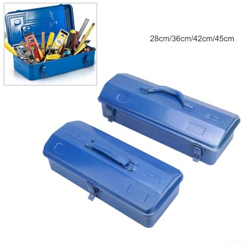 Robuster tragbarer Werkzeugkasten aus Stahl, Werkzeug-Organizer für Werkstatt, Garage und Haushalt (36 x 15 x 10 cm) von Gdfnmogo