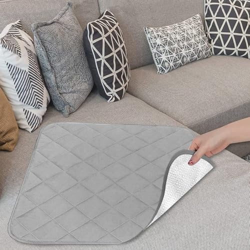 Rutschfeste, wasserdichte Sitzkissen für Sofas, Rollstühle, Esszimmerstühle, Haustiermatten, Frühlingsgarn, Baumwolle, 56 x 53 cm (grau), 2 Stück von Gdfnmogo