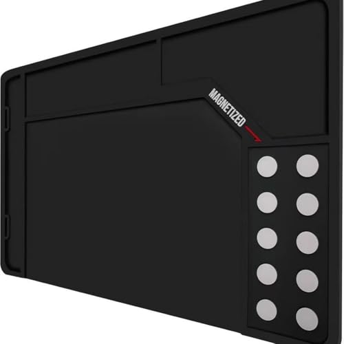 Rutschfeste Gummi-Reinigungsmatte mit integrierten magnetischen Punkten verbessert Ihre Reparaturerfahrung (420 x 265 x 4,5 cm, schwarz) von Gdfnmogo