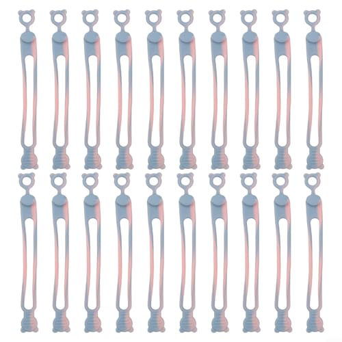 Silikon-Kabel-Organizer, 20 Stück, Kabel-Managementbinder für Datenkabel, Netzkabel, Ladekabel, Heimbüro, Organisation, Kabelaufwickler, Aufbewahrung (Farbverlauf, Rosa, Blau) von Gdfnmogo