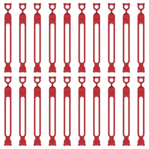 Silikon-Kabel-Organizer, 20 Stück, Kabel-Managementbinder für Datenkabel, Netzkabel, Ladekabel, Heimbüro, Organisation, Kabelaufwickler, Aufbewahrung (rot) von Gdfnmogo
