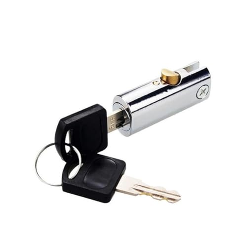 Slidi-Schrankschloss aus Zinklegierung mit 2 Schlüsseln für Schmuckvitrine, Aktenschrank, Werkzeugkasten, Schublade und Möbel, Schlüsselschloss (B) von Gdfnmogo