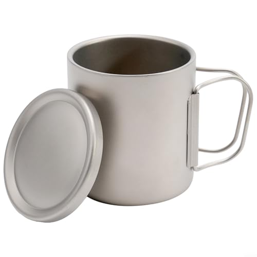 Stabile doppelwandige Tee- und Kaffeetasse mit Deckel, ideal für Camping und den täglichen Gebrauch (ohne Henkel, 450 ml) von Gdfnmogo