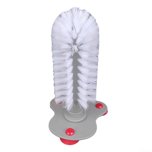 Tassen-Reinigungsbürste mit Saugnapf, Wandhalterung für Küchenspüle, Glasbecher, Schrubber, PP-Material, platzsparend, einfache Installation, Bar Glaswaren-Reiniger (rot) von Gdfnmogo