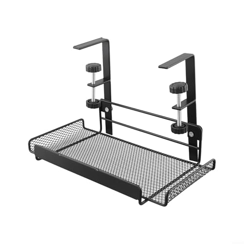 Verstellbare Kabelmanagementablage unter dem Schreibtisch, Karbonstahl, 4,5–8,5 cm Regalhöhe, schwarz oder weiß, für Zuhause (schwarz S) von Gdfnmogo
