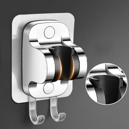 Verstellbarer Duschkopfhalter, ohne Bohren, Wandhalterung, mit Haken, ABS, Baroom, Duschkopfständer für Handbrause, HEA(schwarz) von Gdfnmogo