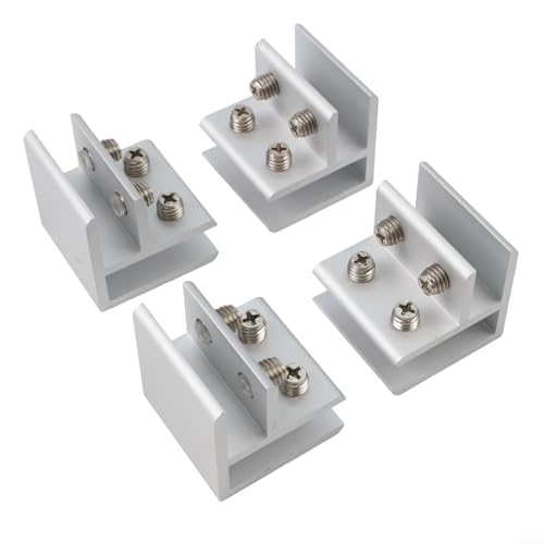 Verstellbarer Glas-Klemmhalter aus Aluminiumlegierung für 6–12 mm dicke Glasscheiben, rutschfeste Gummi-Pads für Vitrinen, Schränke, Poolzäune und Balkongeländer (6–10 mm) von Gdfnmogo