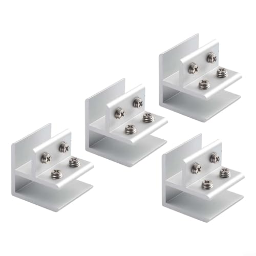 Verstellbarer Glas-Klemmhalter aus Aluminiumlegierung für 6–12 mm dicke Glasscheiben, rutschfeste Gummi-Pads für Vitrinen, Schränke, Poolzäune und Balkongeländer (8–12 mm) von Gdfnmogo