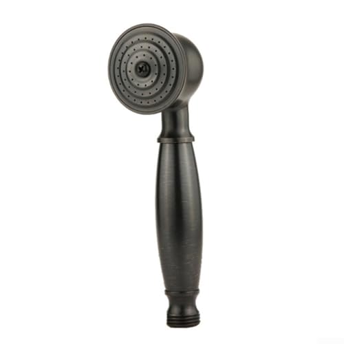 Vintage Handbrause, verchromt, abnehmbar, wassersparend, mit Druckplatte, Messingkonstruktion, rundes Design (schwarz) von Gdfnmogo