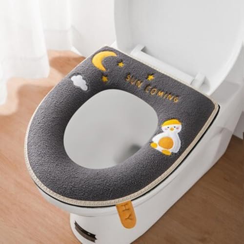Wasserdichter Toilettensitzbezug aus Lederfaser mit Griff für U-förmige WC-Sitze, waschbares und wiederverwendbares Badezimmer-Zubehör für Frauen, Kinder und ältere Menschen (H) von Gdfnmogo