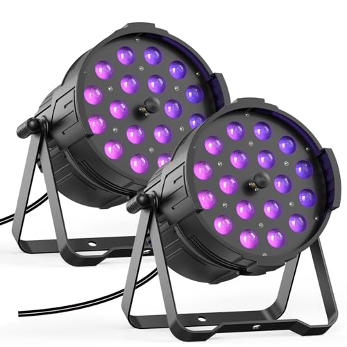 GdjRttk 2PCS 18 LED Par Scheinwerfer RGBWA + UV 6 IN 1, 105W LED Bühnenlicht Partylicht Einstellbarer ZOOM Unterstützt DMX für Tanzen Hochzeit Club Konzert Bars Show von GdjRttk