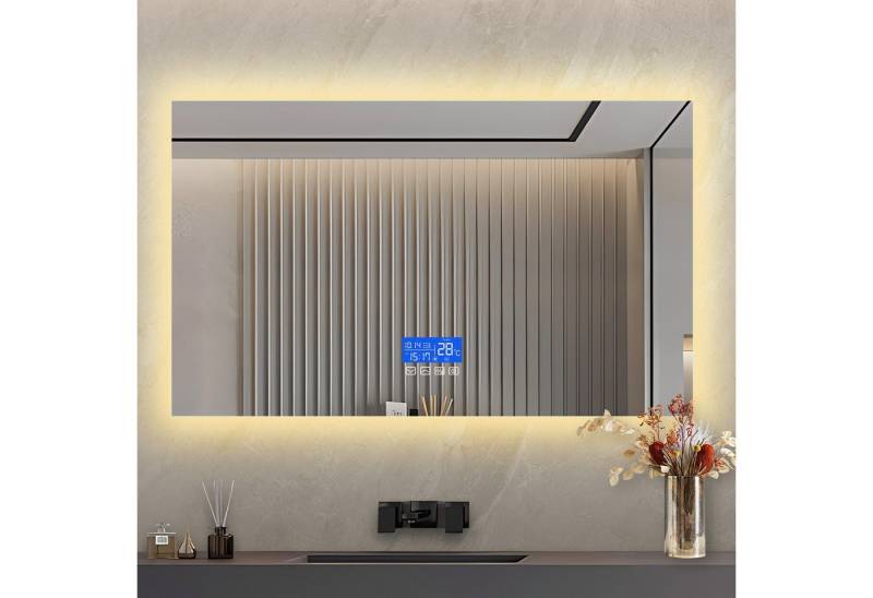 Gdood Badspiegel Badezimmerspiegel mit LED Beleuchtung dimmbar, Rund oder Rechteck (1-St., Einstellung der warmen und kalten Farbtemperatur 3000/4000/6000K), Touchschalter, Beschlagfrei, Uhr, Memory Funktion, IP44, Ø60 cm von Gdood