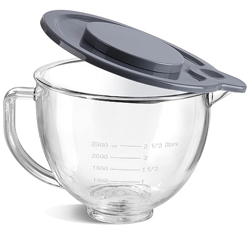 Gdrtwwh Glasschüssel für KitchenAid 4,5–5 Quart Kippkopf-Standmixer, Ersatz mit KitchenAid Artisan Mixer Glasschale (Glass Bowl) von Gdrtwwh
