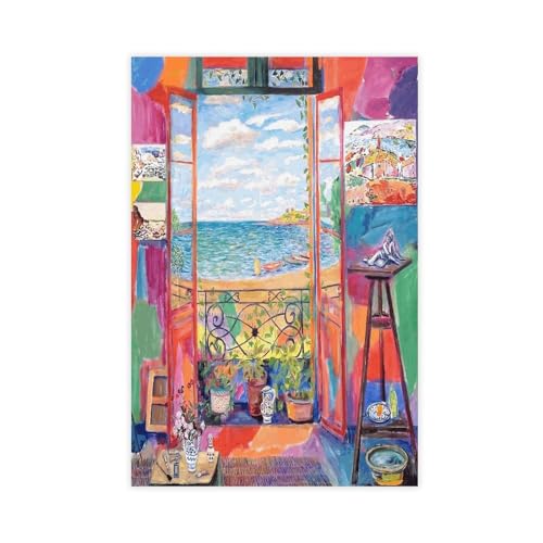 GeDiz Henri Matisse Wandkunst – berühmtes offenes Fenster, Poster, Leinwand, Poster, Wandkunst, Dekordruck, Bild, Gemälde für Wohnzimmer, Schlafzimmer, Dekoration, ungerahmt, 40 x 60 cm von GeDiz