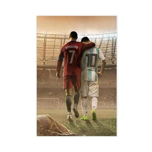 GeDiz Lionel Messi und Ronaldo 2020 Fußball Sport Bild Poster Leinwand Poster Schlafzimmer Dekor Sport Landschaft Büro Zimmer Dekor Geschenk ungerahmt 60 x 90 cm von GeDiz