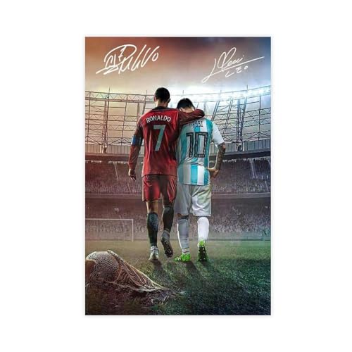 GeDiz Messi Ronaldo Poster auf Leinwand, Schlafzimmer, Dekoration, Sport, Landschaft, Büro, Raumdekoration, Geschenk, ungerahmt, 50 x 75 cm von GeDiz