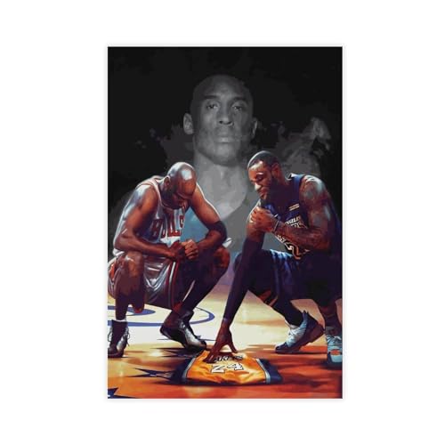 GeDiz Michael Jordan Kobe Bryant Lebron James Poster (2) Leinwand Poster Wandkunst Dekor Druck Bild Gemälde für Wohnzimmer Schlafzimmer Dekoration ungerahmt 60 x 90 cm von GeDiz