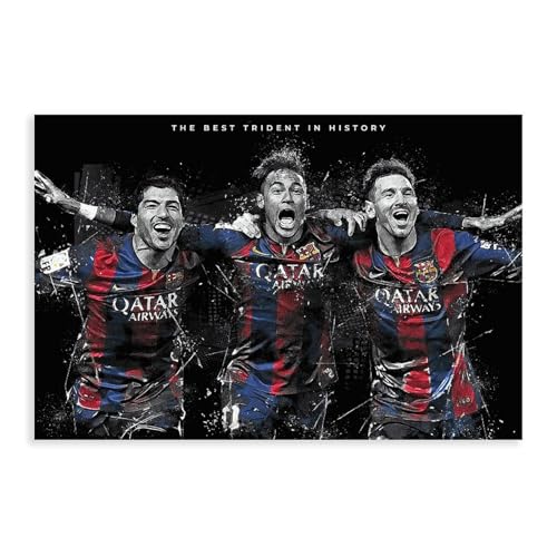 GeDiz Poster auf Leinwand, Motiv: Sportstar Lionel Messi Suarez Neymar, Wandkunst, Dekordruck, Bild für Wohnzimmer, Schlafzimmer, Dekoration, ungerahmt, 60 x 90 cm von GeDiz
