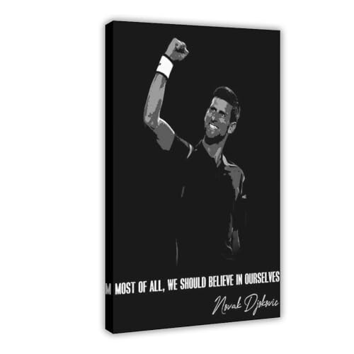 Novak Djokovic Signiertes Poster Tennisbild Motivierende Zitate Motivierende Zitate Leinwand Poster Wandkunst Dekor Druck Bild Gemälde für Wohnzimmer Schlafzimmer Dekoration Rahmenstil 60 x 90 cm von GeDiz